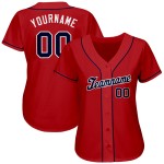 Custom Red Navy-White Mesh Authentic Throwback Football Jersey
